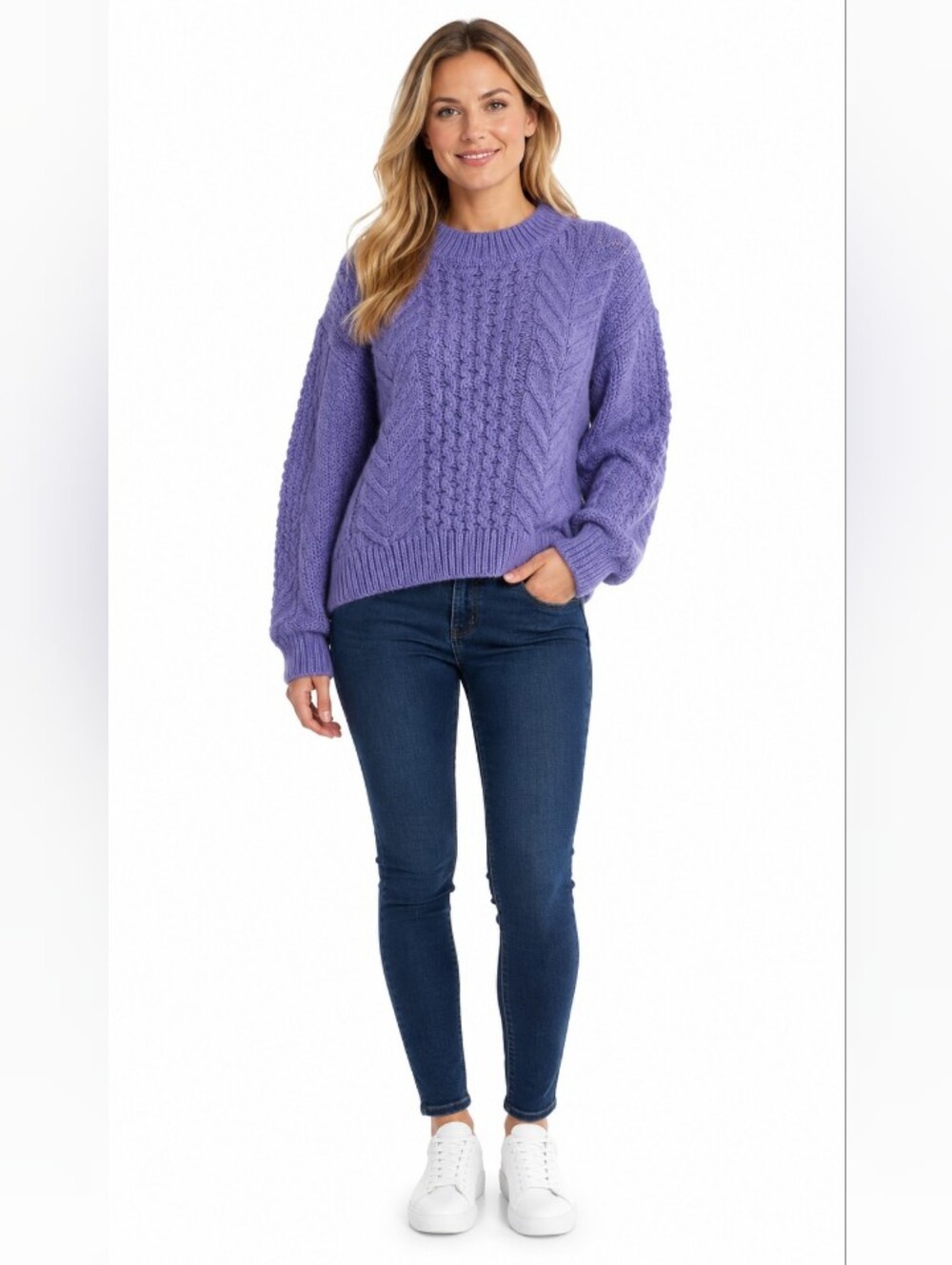 NWT Wool Blend S/Me Purple Cable Knit Sweater - Women
